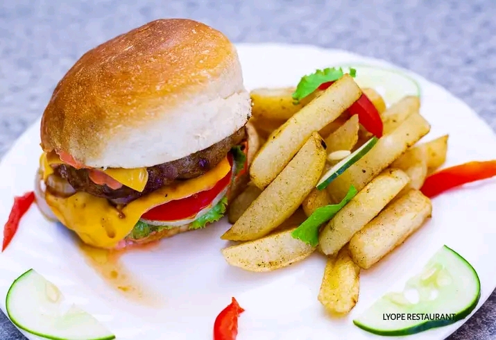 Lyope Signature Burger with fries